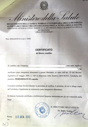 Performance Extra Forte Certificato Ministero